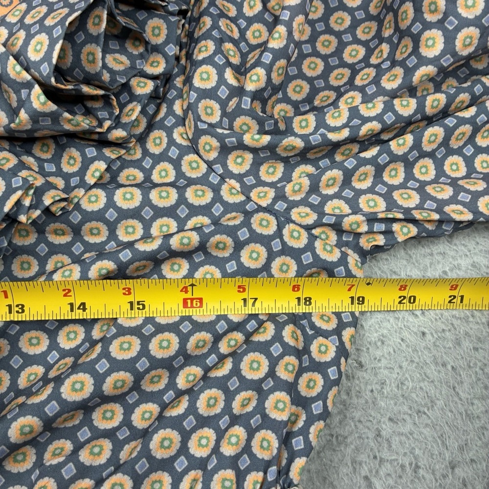 Gretchen Scott Tiered Maxi Dress Ruffle Collar Blue Orange Print Women's Large - Picture 4 of 16